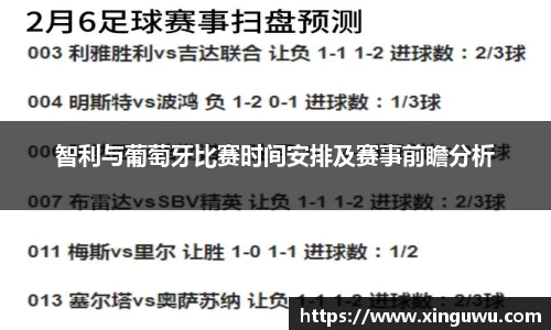 智利与葡萄牙比赛时间安排及赛事前瞻分析