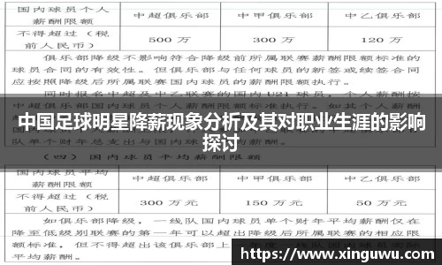 中国足球明星降薪现象分析及其对职业生涯的影响探讨